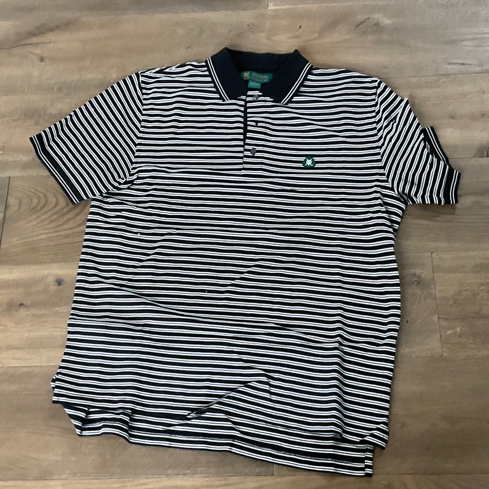 Brooks Brothers Navy and White Striped Polo Shirt